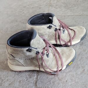 Danner Inquire Chukka Boots; Waterproof; Gray with Maroon Laces